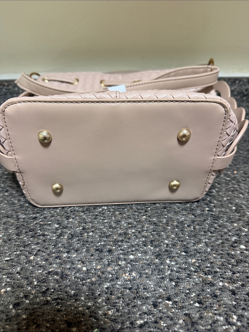Katherine's Collection Blush Pink Woven Drawstring Shoulder Bag/crossbody bag - Picture 5 of 5